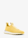 Michael Kors Bodie Logo Embossed Stretch Knit Slip-on Trainer In Yellow