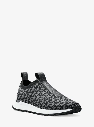 Michael Kors Bodie Metallic Logo Knit Slip-on Sneaker In Black