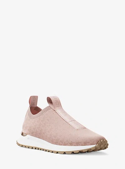 Michael Kors Bodie Metallic Logo Knit Slip-on Sneaker In Purple