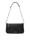 Michael Kors Empire Medium Leather Chain-link Pochette In Black