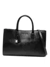Michael Kors Textured Leather Shopper Tote With Detachable Strap In Black