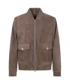 Michael Kors Bomber Jacket In Suede In Brown