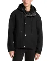 Michael Kors Bonded Wool Blend Hooded Jacket In Black