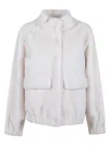 Michael Kors Bone-finished Faux Fur Bomber Jacket With Stand-up Collar In White