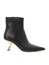 Michael Kors Luna Bootie High Heels Ankle Boots In Black Leather In Black
