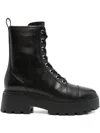 Michael Kors Blake Bootie Combat Boots In Black Leather