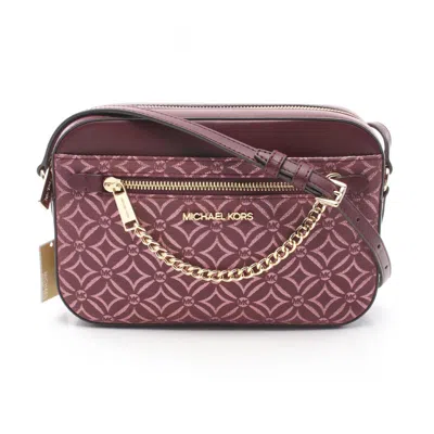 Pre-owned Michael Kors Bordeaux Jacquard Leather Shoulder Bag Sling Bag ()