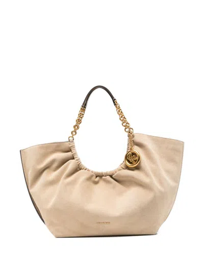 Michael Kors Borsa Hobo In Pelle Beige Con Charm Mk  In Brown