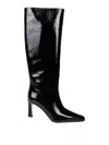 Michael Kors Darrah Heeled Boot In Black Paint Leather In Black