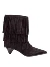 Michael Kors Jayla Boot In Suede With Applied Fringes In Black