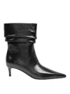 Michael Kors Leather Ankle Boot In Black