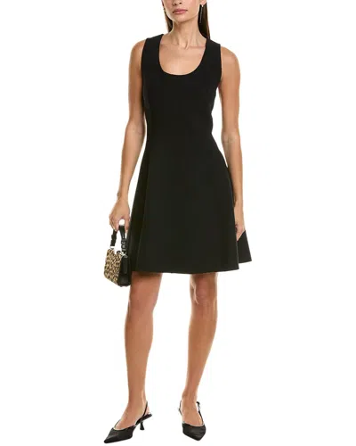 Michael Kors Boucle Flare Wool-blend Mini Dress In Black