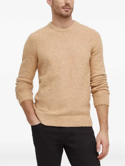 Michael Kors Bouclé-knit Crew-neck Sweater In Nude
