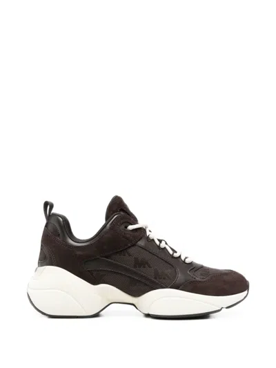Michael Kors Bowie Logo-print Panelled Sneakers In Brown