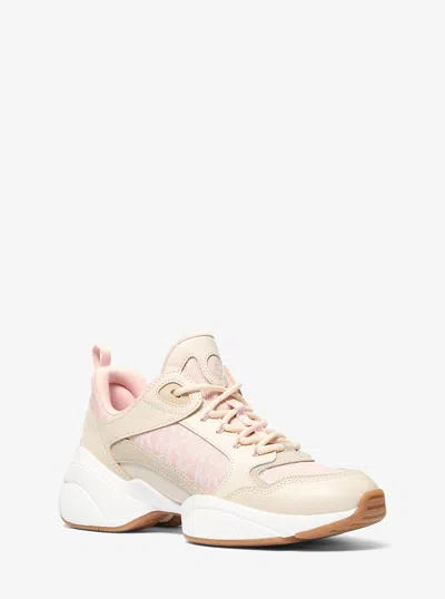Michael Kors Bowie Signature Logo And Leather Trainer In Multi