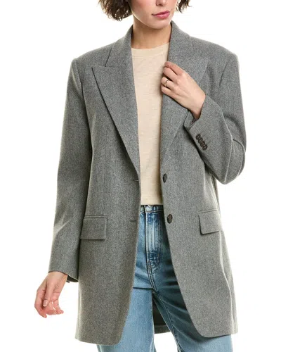 Michael Kors Boyfriend Wool & Silk-blend Blazer In Gray