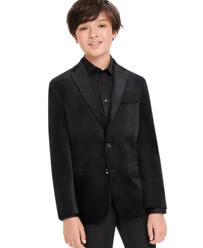 Michael Kors Boys' 4-20 Velvet Knit Single-breasted Blazer In Black