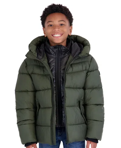 Michael Kors Kids' Boys' 8-20 Heavy Weight Hooded Puffer Jacket In Green