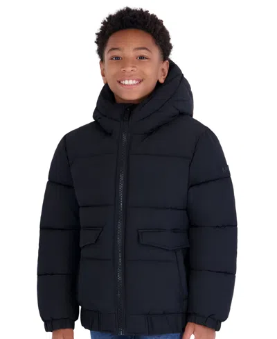 Michael Kors Kids' Boys' 8-20 Heavy Weight Ripstop Puffer Hooded Jacket In Black