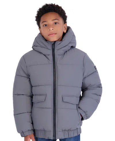 Michael Kors Kids' Boys' 8-20 Heavy Weight Ripstop Puffer Hooded Jacket In Gray