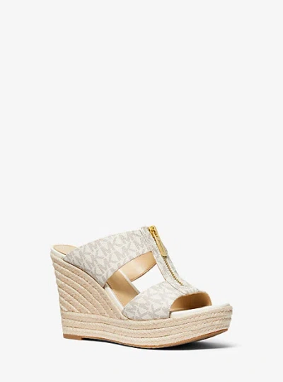 Michael Kors Bradley Signature Logo Wedge Sandal In Natural