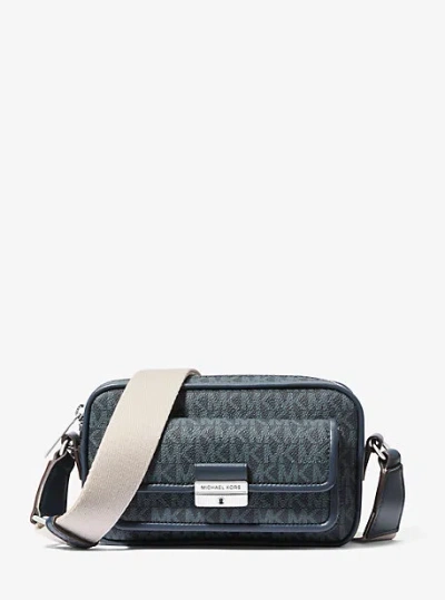 Michael Kors Bradshaw Extra-small Signature Logo Camera Crossbody In Blue