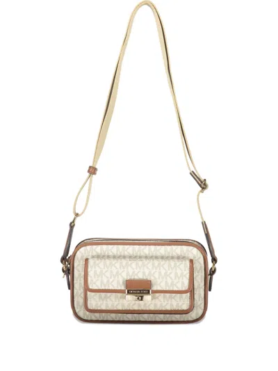 Michael Kors Bradshaw Monogram Flap-pocket Shoulder Bag In Neutral