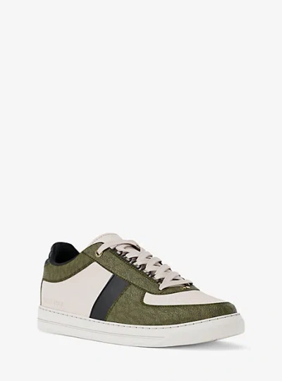Michael Kors Brady Mixed-media Sneaker In Green
