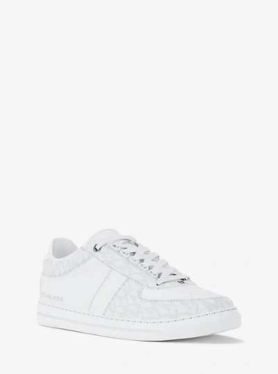 Michael Kors Brady Signature Logo And Leather Sneaker In White