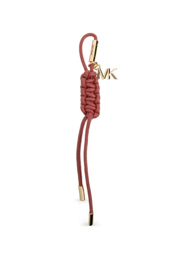 Michael Kors Braided Mk-logo Keyring In White