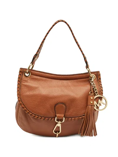 Pre-owned Michael Kors Braided-trim Shoulder Bag In Brown