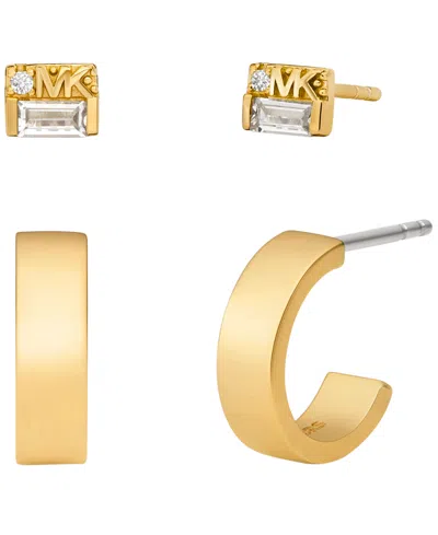 Michael Kors Brass Earring Duo Box Set In Gold