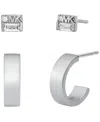 Michael Kors Brass Earring Duo Box Set In Silver