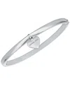 Michael Kors Brass Heart Two-sided Charm Bangle Bracelet In Silver