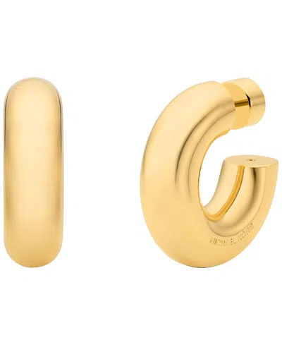 Michael Kors Brass Tube Hoop Earrings In Gold