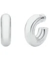 Michael Kors Brass Tube Hoop Earrings In Silver