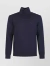 Michael Kors Breathable Turtleneck Sweater Ribbed Trims In Blue