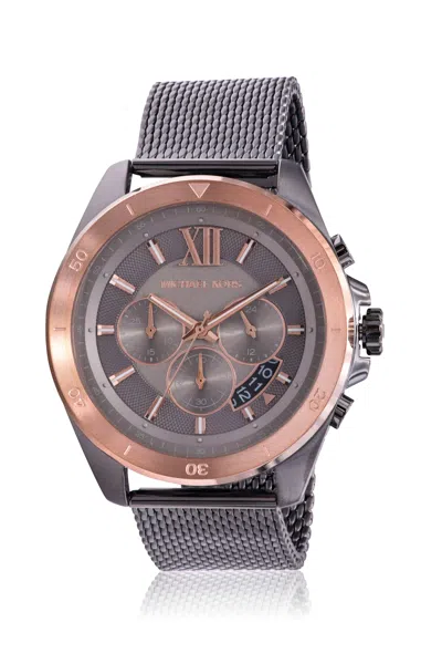 Michael Kors Brecken Gunmetal Stainless Steel Mesh Mens Watch In Gray