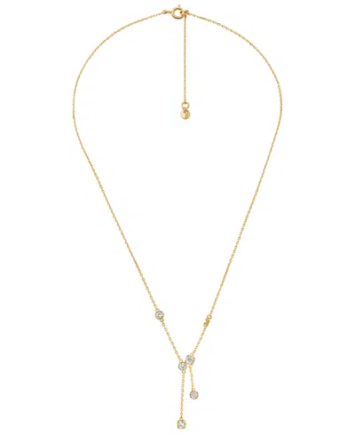 Michael Kors Brilliance Lariat Cubic Zirconia Y Pendant Necklace In Gold