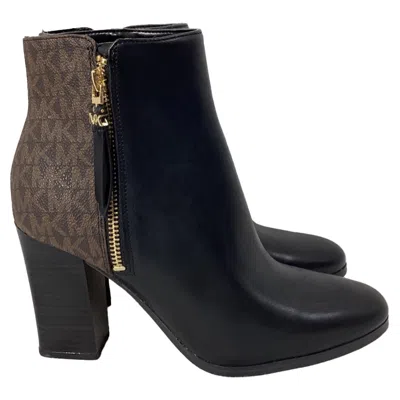 Michael Kors Britt Heeled Booties In Black/brown Leather