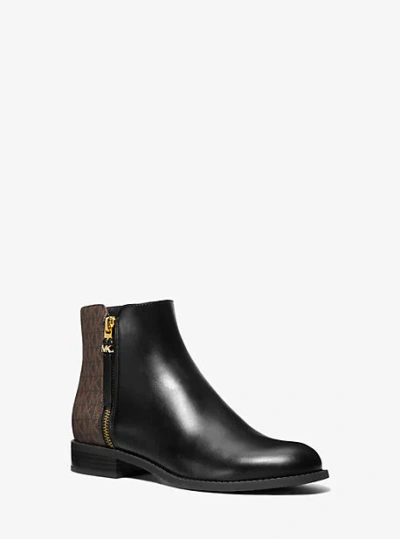 Michael Kors Britt Signature Logo Trim Ankle Boot In Brown
