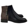 Michael Kors Britt Signature Logo Trim Ankle Boot In Black And Brown Leather