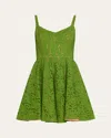 Michael Kors Broderie Anglaise Bustier Mini Dress In Green