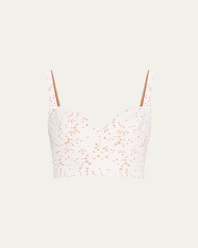 Michael Kors Broderie Anglaise Crop Bustier Top In White