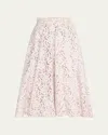 Michael Kors Broderie Anglaise Midi Circle Skirt In Pink