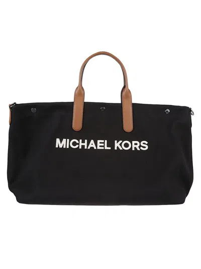 Michael Kors Brooklyn Oversized Canvas Tote Bag In Black