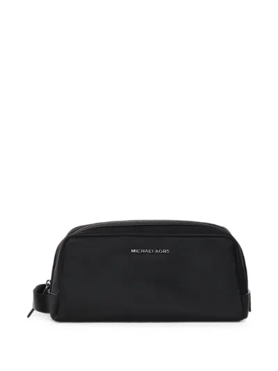 Michael Kors Brooklyn Logo-plaque Wash Bag In Black