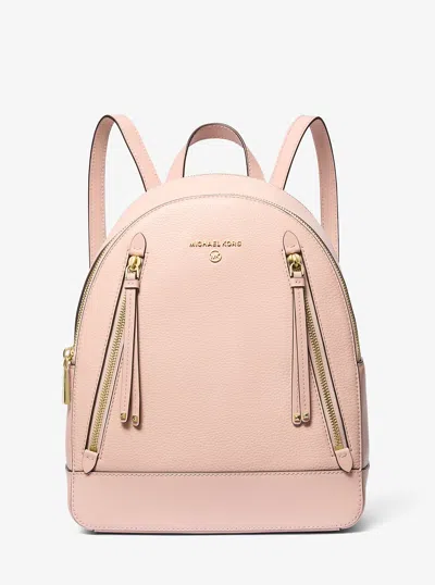 Michael Kors Brooklyn Medium Pebbled Leather Backpack In Pink