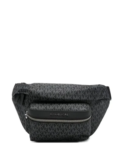 Michael Kors Brooklyn Monogram-pattern Logo-plaque Belt Bag In Black