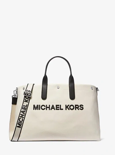 Michael Kors Brooklyn Oversized Cotton Canvas Tote Bag In Natural